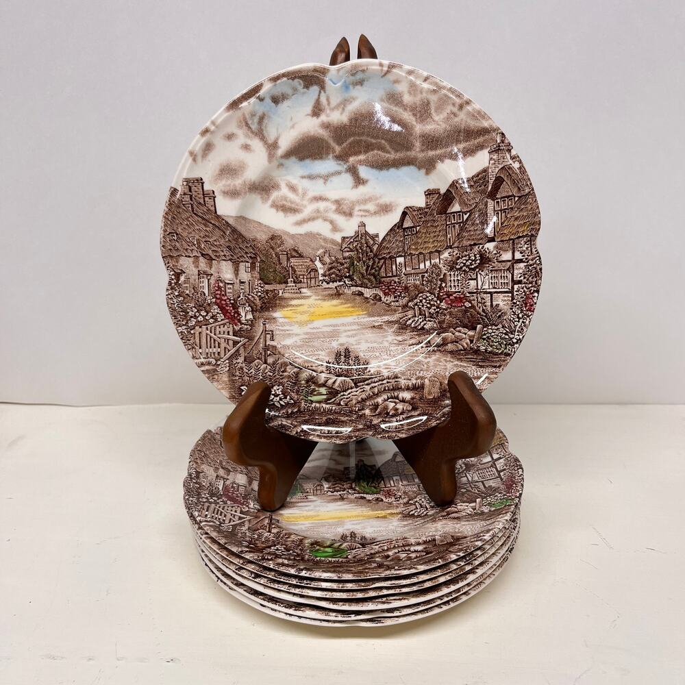 Vintage Johnson Bros Multicolor Olde English Countryside Dessert Plates